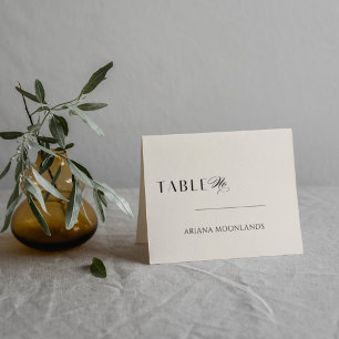 Elegant minimal Old money black and cream Wedding Table Number