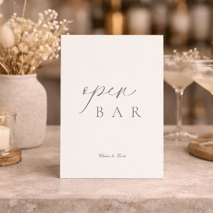 Elegant Minimal Open Bar Wedding Sign Invitation