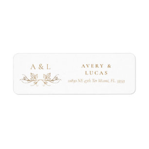 Élégant minimal or blanc Monogramme Mariage retour