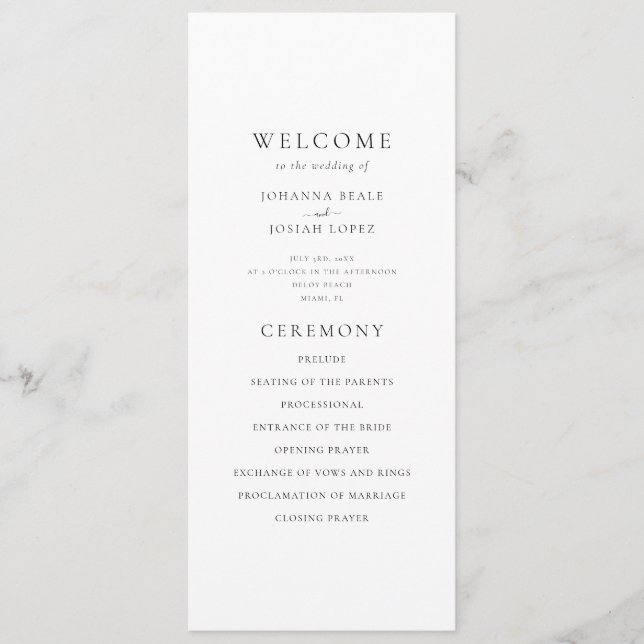 Elegant Minimal Palm Tree Wedding Program (Front)
