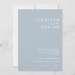 Elegant Minimal Pastel Blue Modern Simple Wedding  Invitation
