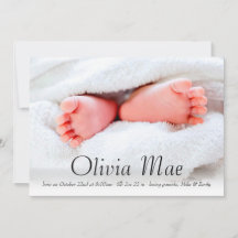 Elegant Minimal Photo Birth Annoucement
