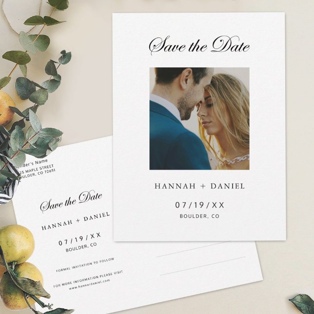 Elegant Minimal Photo Save the Date Postcard (Creator Uploaded)