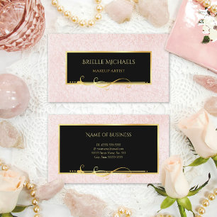 Elegant Minimal Pink and Black Makeup Artist Business Card