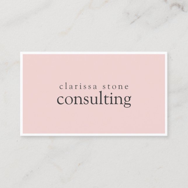Elegant minimal pink white border consulting business card (Front)