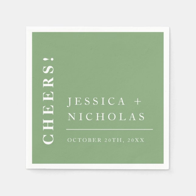 Elegant Minimal Pistachio Modern Wedding Napkin (Front)