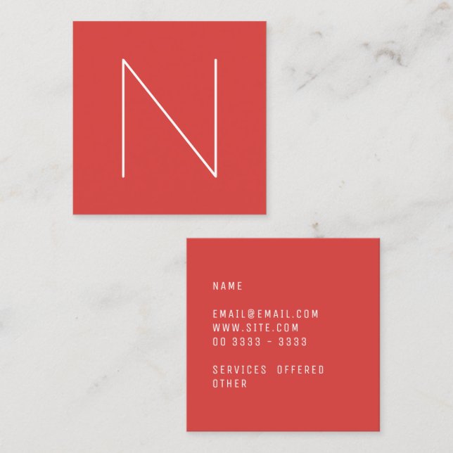 Elegant Minimal Plain Grenadine Square Business Card (Front/Back)
