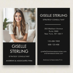 Elegant Minimal Professional Photo Modern Black Business Card