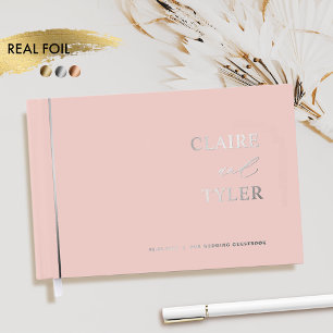 Elegant, Minimal Real Foil and Blush Pink Wedding Guest Book