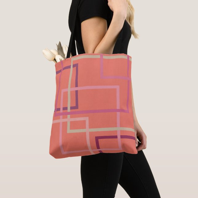 Elegant minimal retro chic coral tote bag (Close Up)