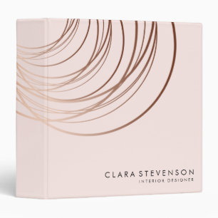 Elegant minimal rose gold & blush pink geometric binder