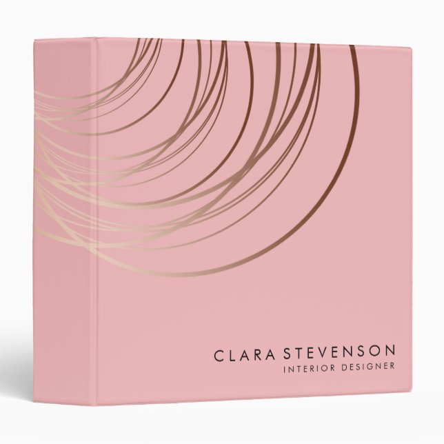 Elegant minimal rose gold & pastel pink geometric binder (Front/Spine)