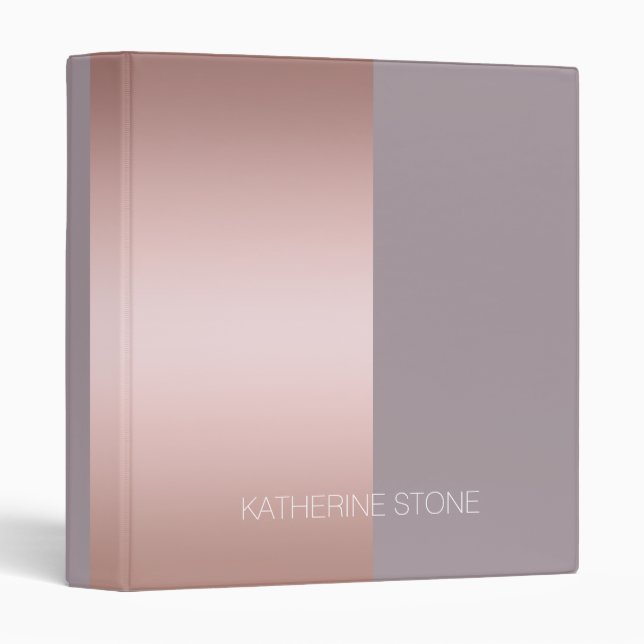 Elegant & minimal rose gold & purple colour block binder (Front/Spine)