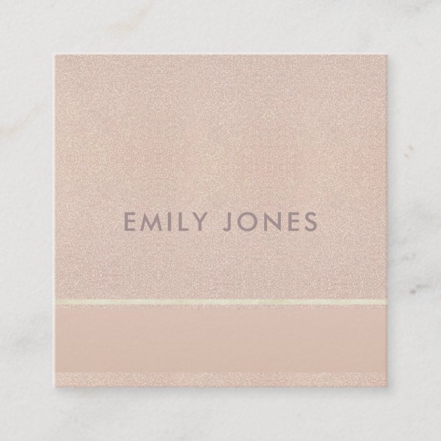 ELEGANT MINIMAL ROSE GOLD SHIMMER SQUARE BUSINESS CARD (Front)