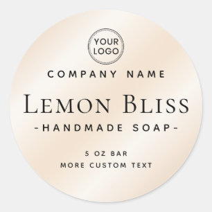 Elegant minimal round light ivory product label