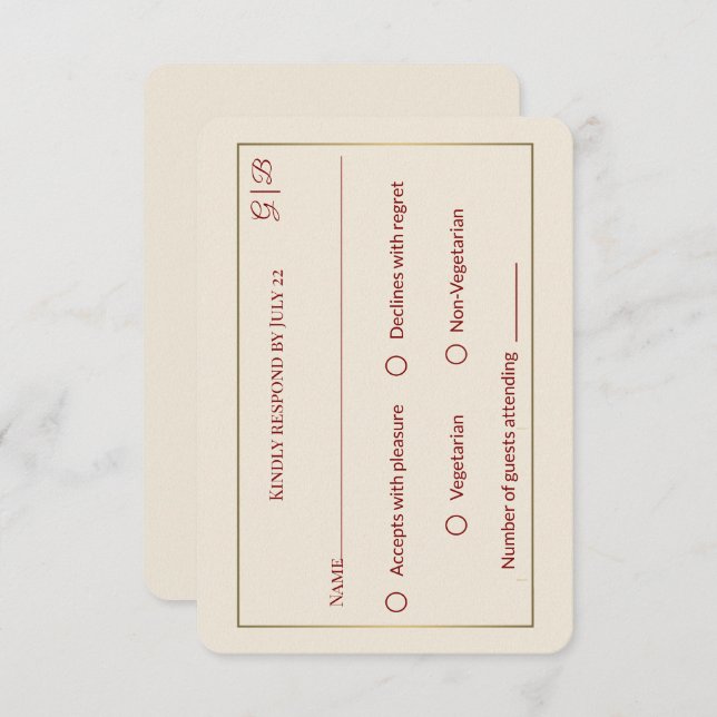 Elegant Minimal RSVP Wedding Card (Front/Back)