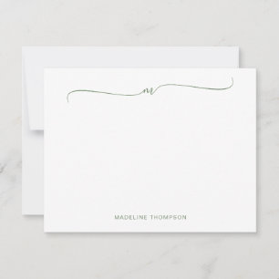Elegant Minimal Sage Green Monogram Calligraphy  Card