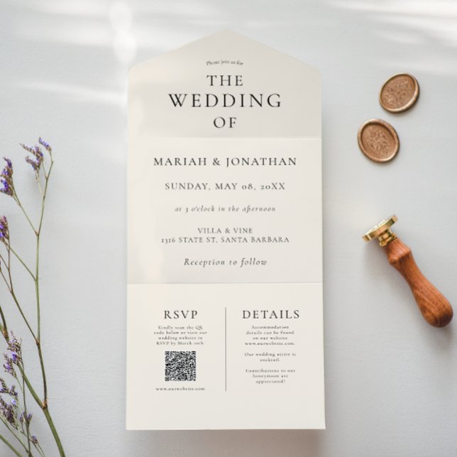 Elegant Minimal Sand All In One Wedding Invitation (Creator Uploaded)