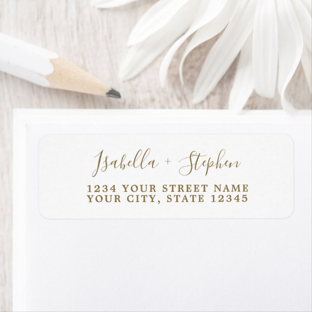 Elegant Minimal Script Gold White Return Address   (Insitu)