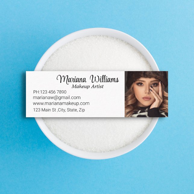 elegant minimal script makeup artist photo  mini business card (Creator Uploaded)