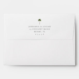 Elegant Minimal Script Palm Tree Wedding Envelope
