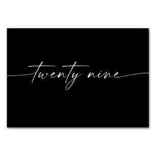 Elegant Minimal Script Table Cards Number 29