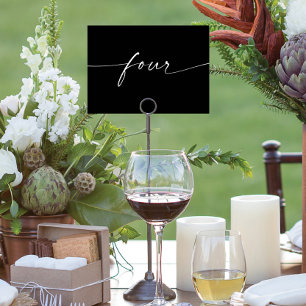 Elegant Minimal Script Table Cards Numbers Four