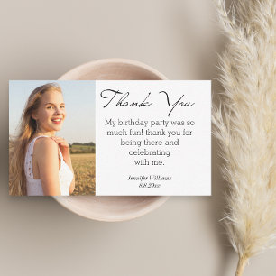 elegant minimal script thank you sweet 16 photo card