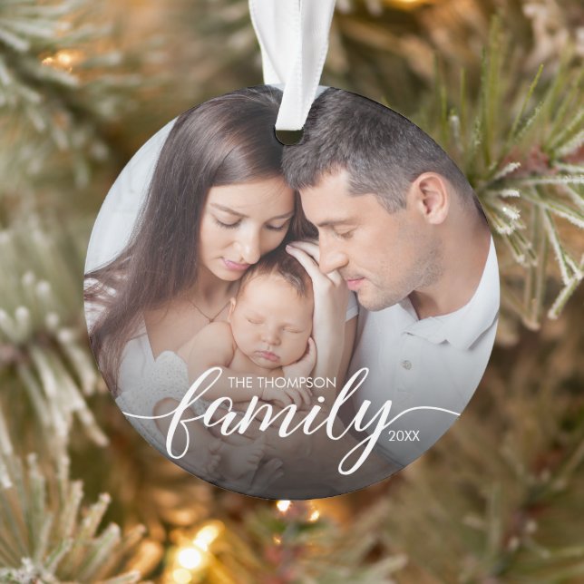 Élégant minimal Simple Amour de famille Noël Photo (Arbre)