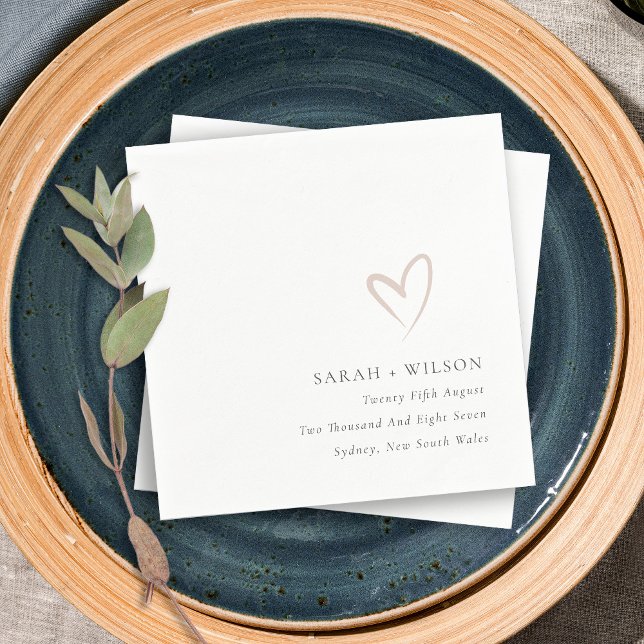 Elegant Minimal Simple Blush Pink Heart Wedding Napkin (Creator Uploaded)