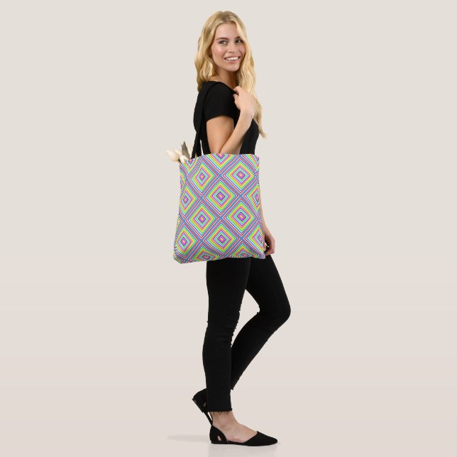 Elegant Minimal Simple Geometric square colourful Tote Bag (On Model)
