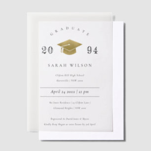 Elegant Minimal Simple Gold Foil Graduation Party Vellum Invitations