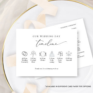 Elegant Minimal, Simple Wedding Timeline, Program