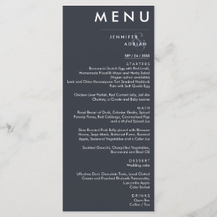 Elegant Minimal Squid Ink Modern Wedding Dinner  Menu