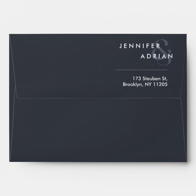 Elegant Minimal Squid Ink Modern Wedding Envelope (Back (Top Flap))