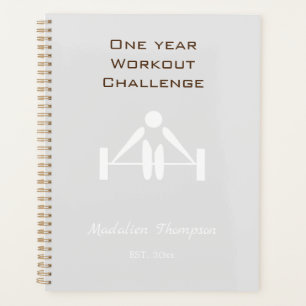 Elegant minimal stylish design fitness weight blue planner