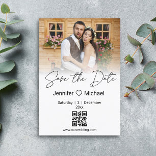 elegant minimal stylish qr code couple photo save the date