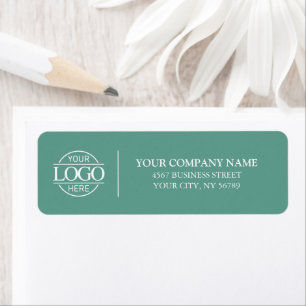 Elegant Minimal Teal Business Logo Return Address