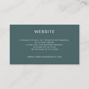 Elegant minimal teal QR Code website Enclosure Card