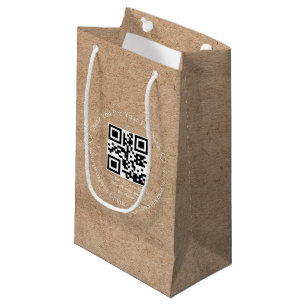 elegant minimal thank you business qr code kraft small gift bag