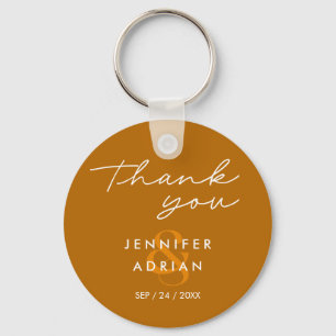 Elegant Minimal Tiger’s Eye Modern Wedding Keychain