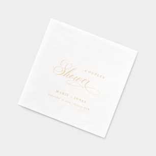 Elegant Minimal Topography Script Couples Shower Foil Napkins