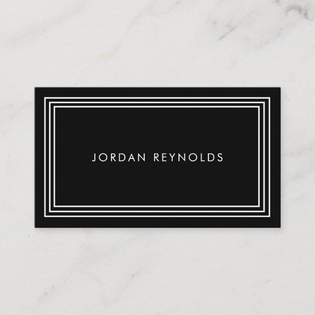Elegant Minimal Triple Frame Black Business Card (Front)