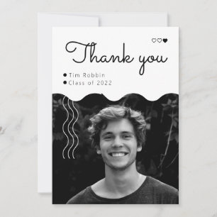Elegant minimal type with photo Graduation Thank You Card