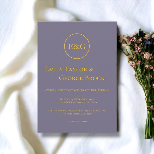 Elegant Minimal Typography Purple Modern Wedding Invitation (Creator Uploaded)