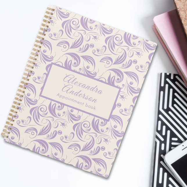 Elegant Minimal Violet Leaves Pattern Swirl Script Planner (Elegant Minimal Violet Leaves Pattern Script Planner)