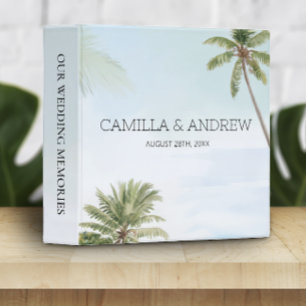 Elegant Minimal Watercolor Palm Tree Tropical Binder