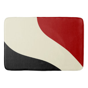 Elegant minimal wave in Red, Black, and Cream Bath Mat
