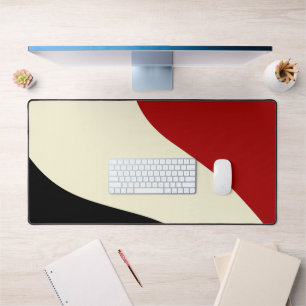 Elegant minimal wave in Red, Black, and Cream Desk Mat