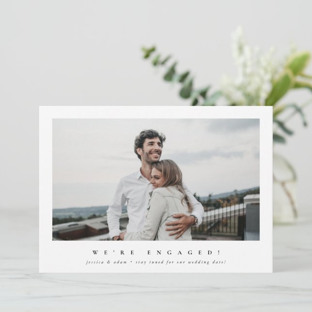 Elegant Minimal We’re Engaged! Single Photo  (Standing Front)